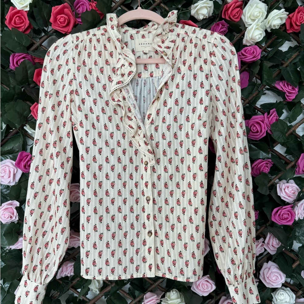 Sezane Floral Button down Shirt